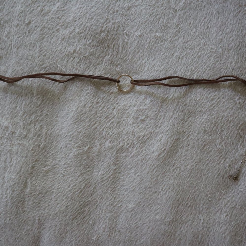 Brown Double-Strand Choker with Gold Circle